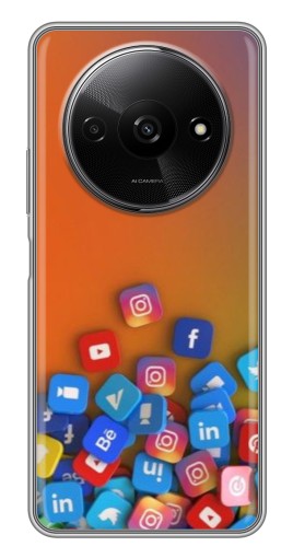Силиконовый чехол с изображением "Иконки соц сетей" для Xiaomi Redmi A3x