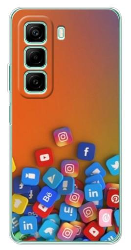 Чехол с картинкой "Иконки соц сетей" для Infinix Hot 50 Pro