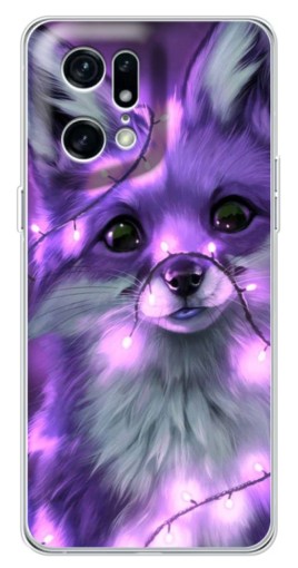 Силиконовый чехол с изображением "Лисенок фиолетовый" для OPPO Find X5 Pro