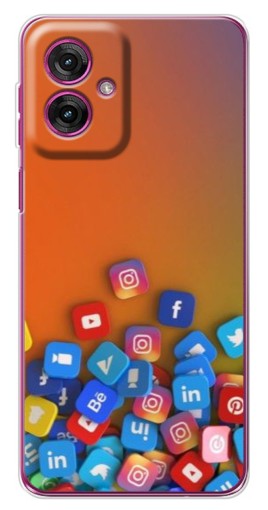 Чехол с картинкой "Иконки соц сетей" для Motorola Moto G55