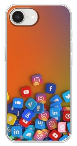 Силиконовый чехол с изображением "Иконки соц сетей" для iPhone 16е