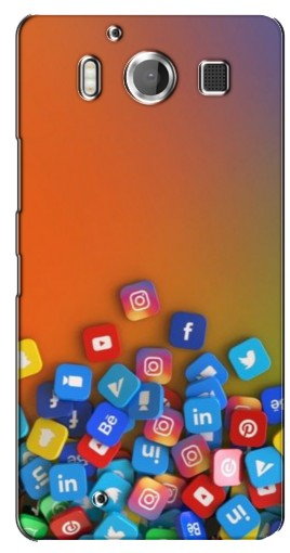 Чехол с печатью «Иконки соц сетей»  для Microsoft Lumia 950