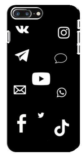 Чехол с картинкой «Белые иконки» для iPhone 8 Plus
