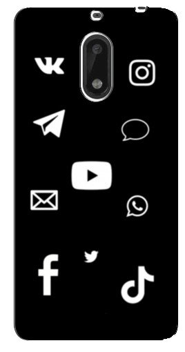 Чехол с принтом «Белые иконки» для Nokia 6