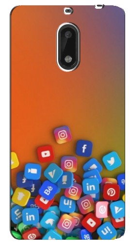 Чехол с картинкой «Иконки соц сетей» для Nokia 6
