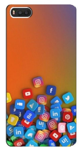 Чехол с картинкой «Иконки соц сетей» для Xiaomi Mi8