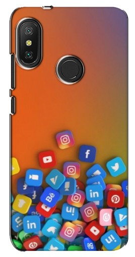 Силиконовый чехол с изображением «Иконки соц сетей» для Xiaomi Redmi 6 pro