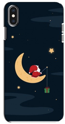 Чехол с принтом «Санта на луне» для iPhone Xs